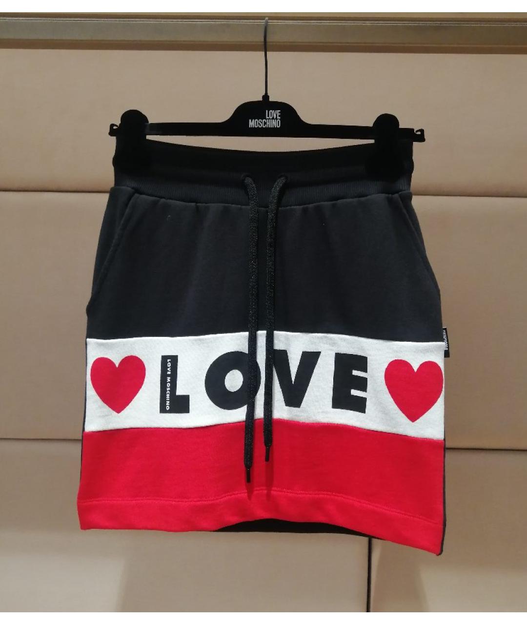 LOVE MOSCHINO Мульти хлопковая юбка мини, фото 3