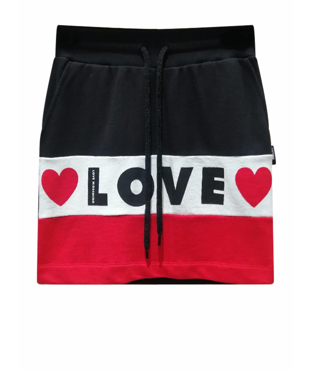 LOVE MOSCHINO Мульти хлопковая юбка мини, фото 1