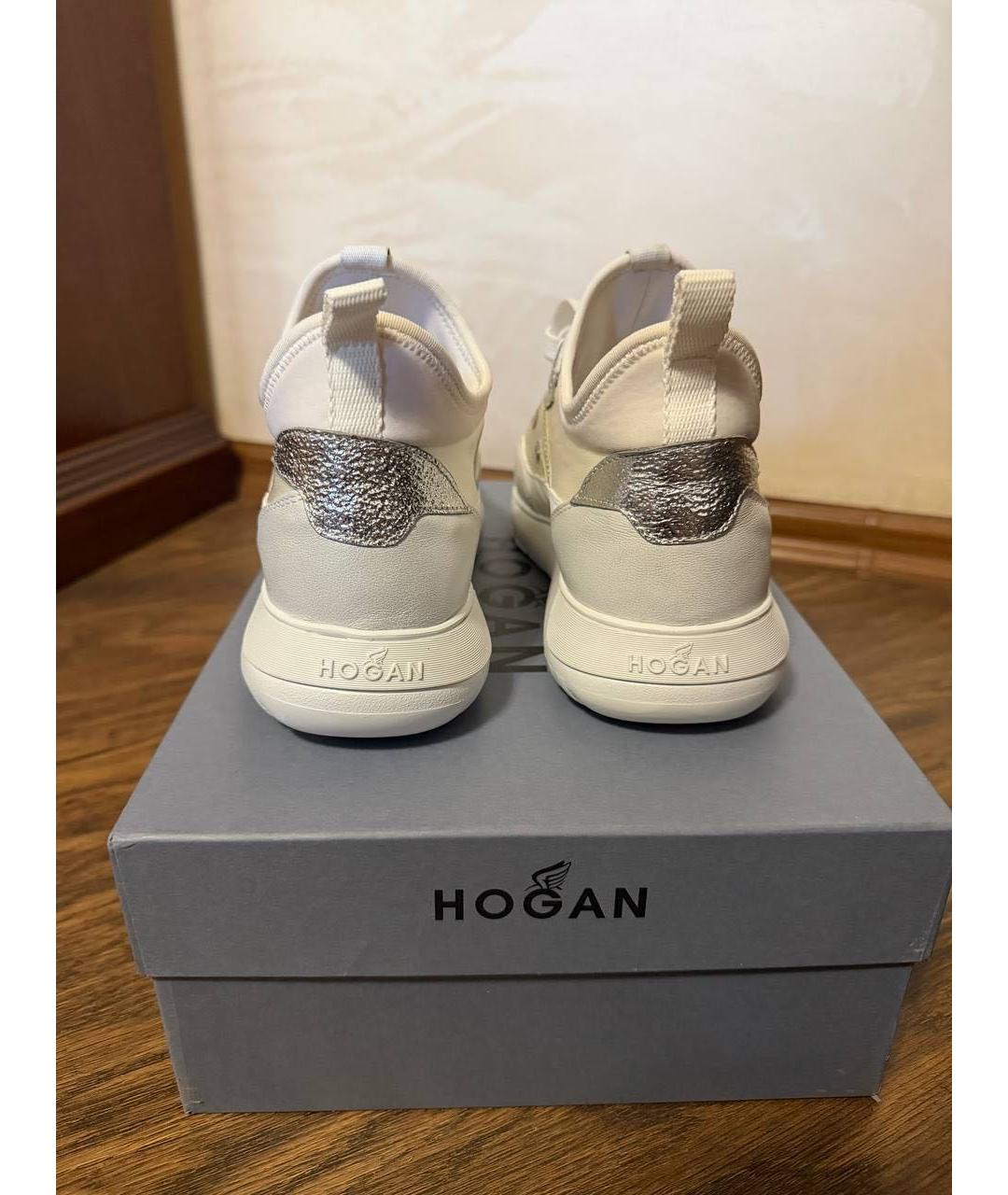 HOGAN Белые кожаные кроссовки, фото 4