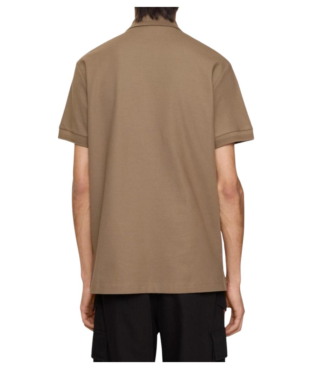 BURBERRY Коричневое хлопковое поло с коротким рукавом, фото 3