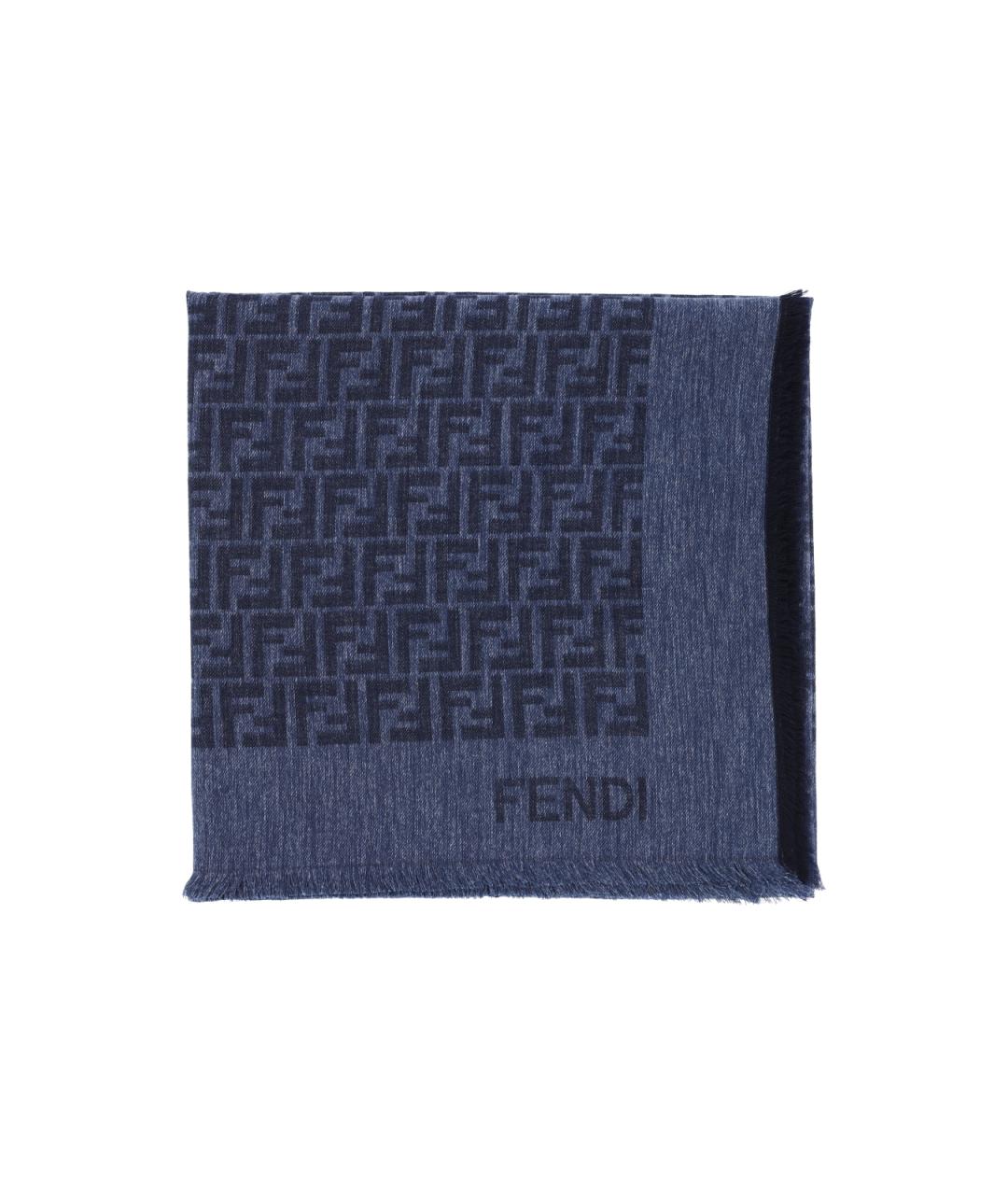 FENDI Синий хлопковый шарф, фото 1