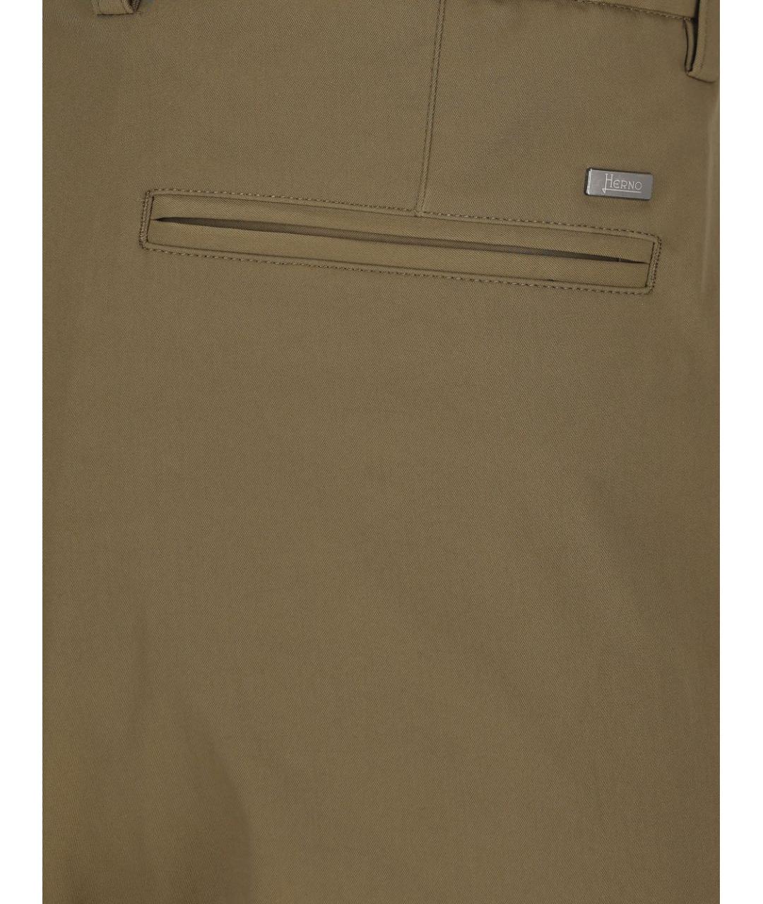 HERNO Хаки хлопковые повседневные брюки, фото 3
