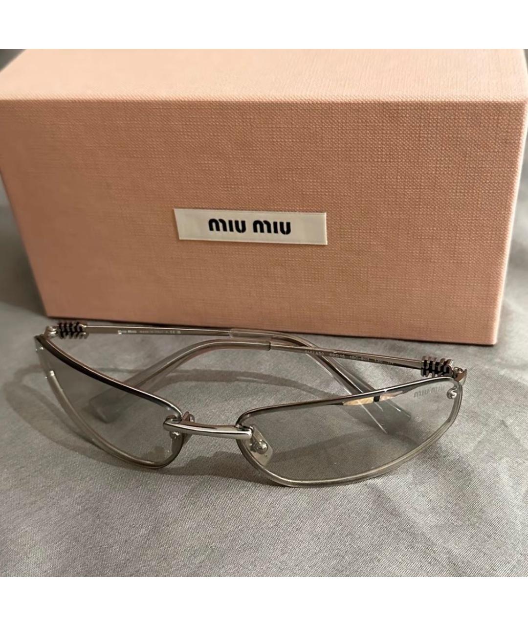 MIU MIU Серебряные металлические солнцезащитные очки, фото 4