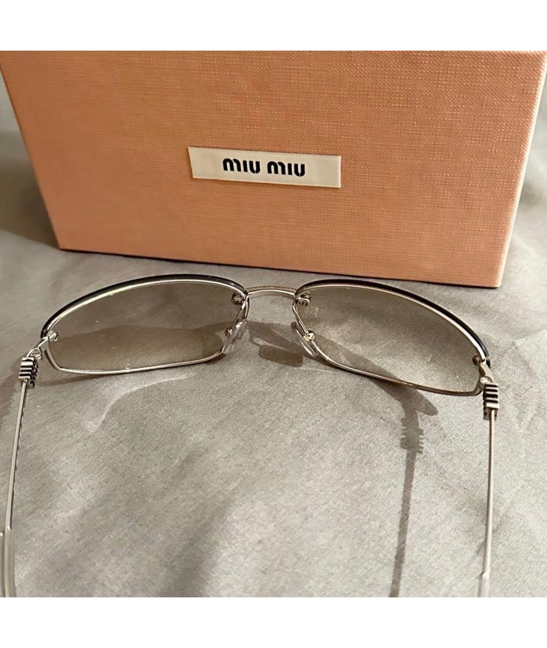 MIU MIU Серебряные металлические солнцезащитные очки, фото 5