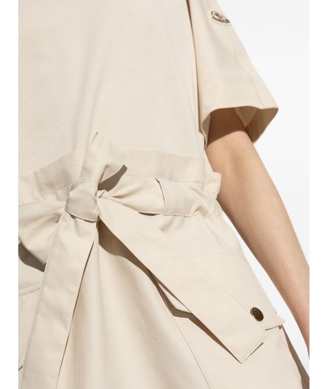 MONCLER Бежевое хлопковое повседневное платье, фото 3
