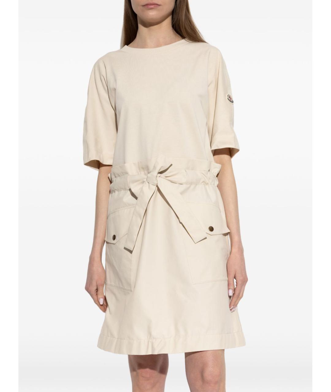MONCLER Бежевое хлопковое повседневное платье, фото 5
