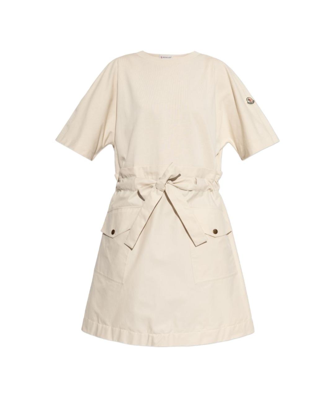 MONCLER Бежевое хлопковое повседневное платье, фото 1