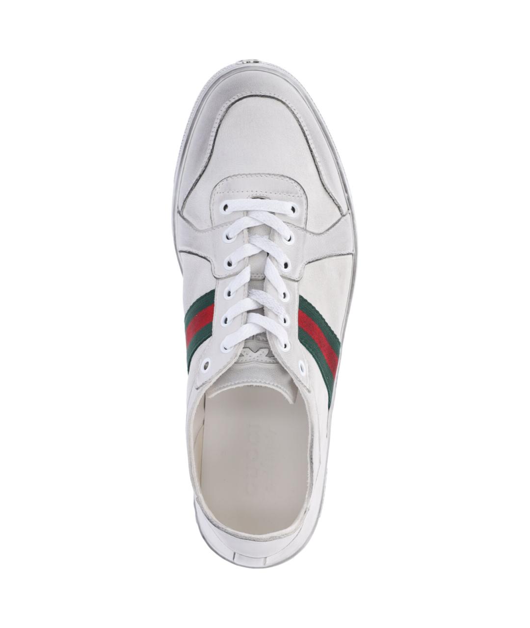 GUCCI Белые кожаные низкие кроссовки / кеды, фото 5