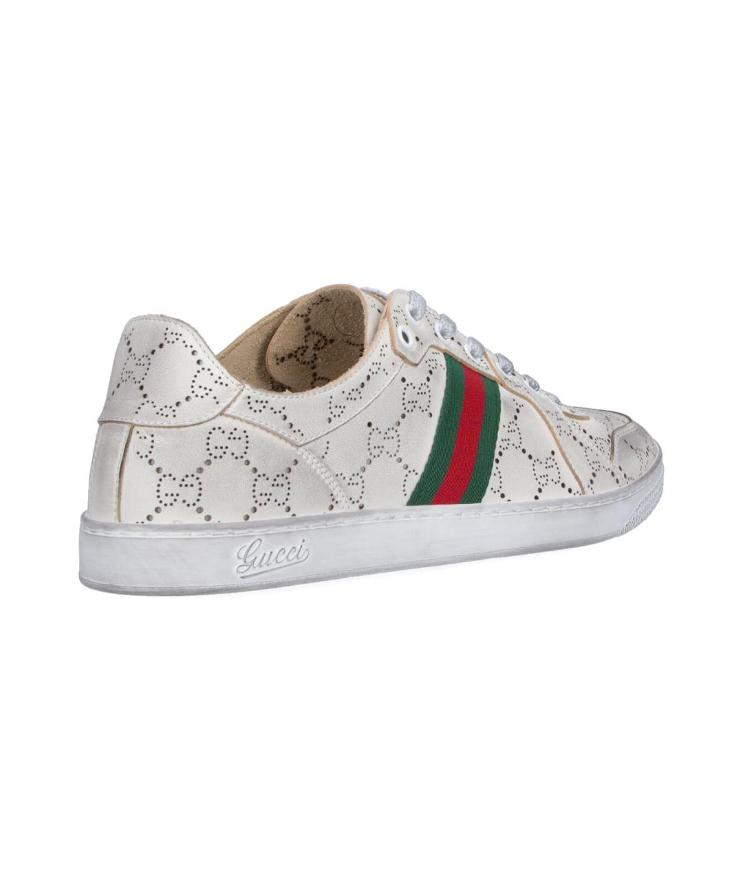 GUCCI Белые кожаные низкие кроссовки / кеды, фото 4