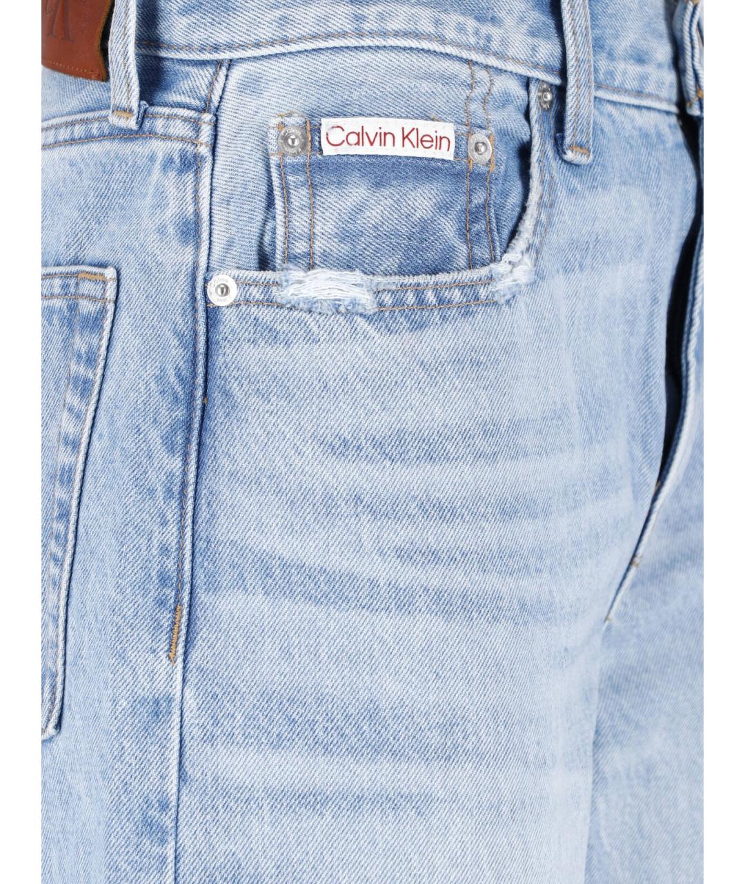 CALVIN KLEIN Синие хлопковые прямые джинсы, фото 4