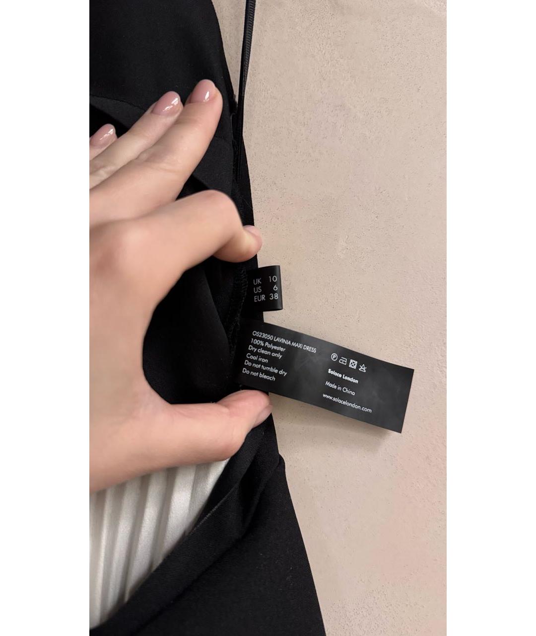 SOLACE LONDON Черное полиэстеровое вечернее платье, фото 7