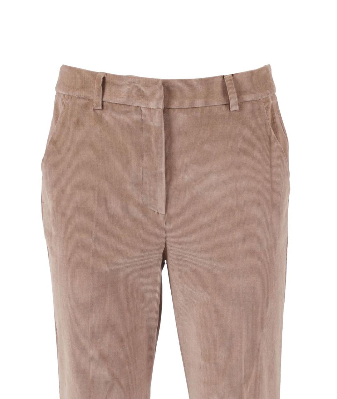 WEEKEND MAX MARA Коричневые хлопковые прямые брюки, фото 3