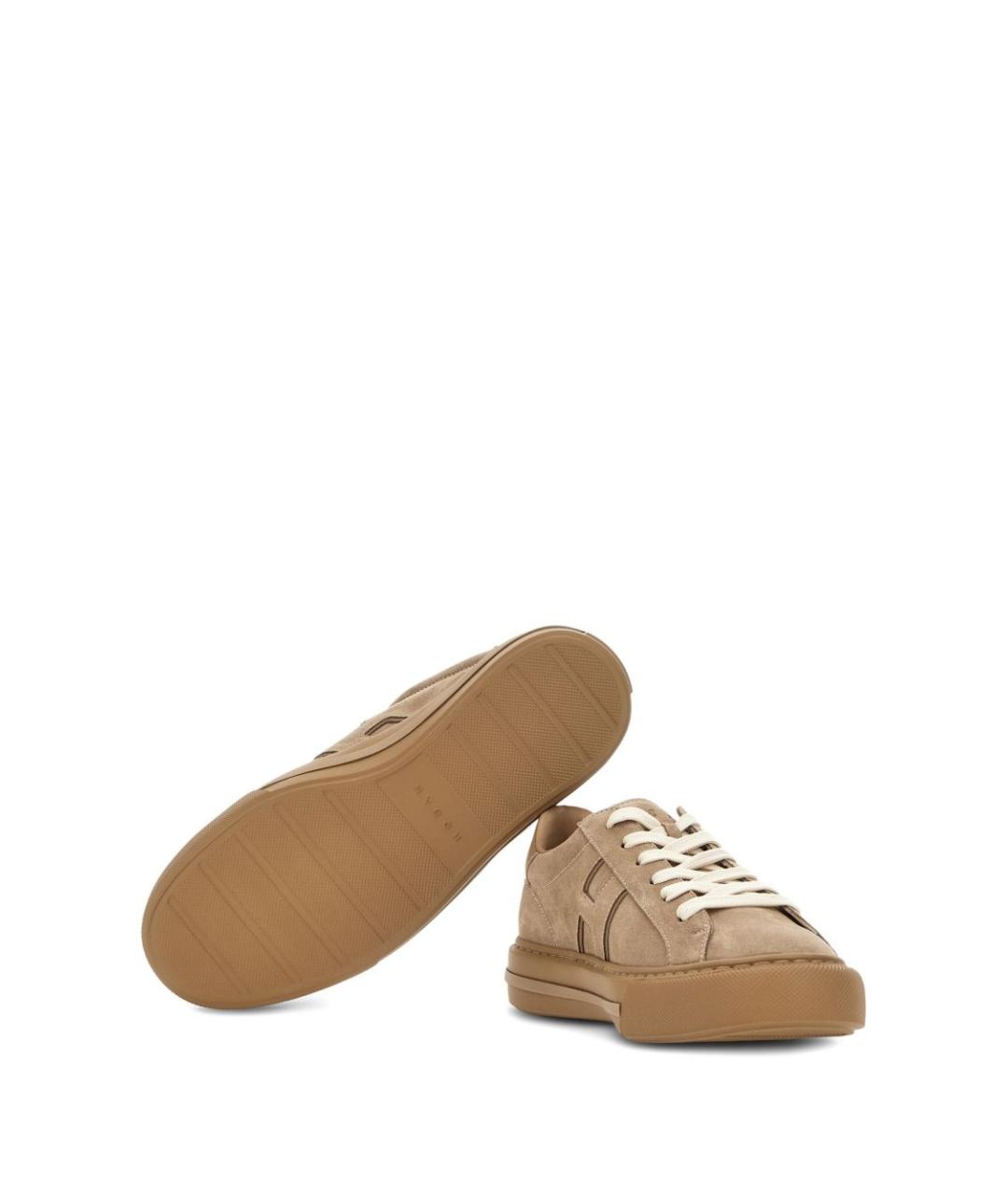 HOGAN Бежевые замшевые низкие кроссовки / кеды, фото 3