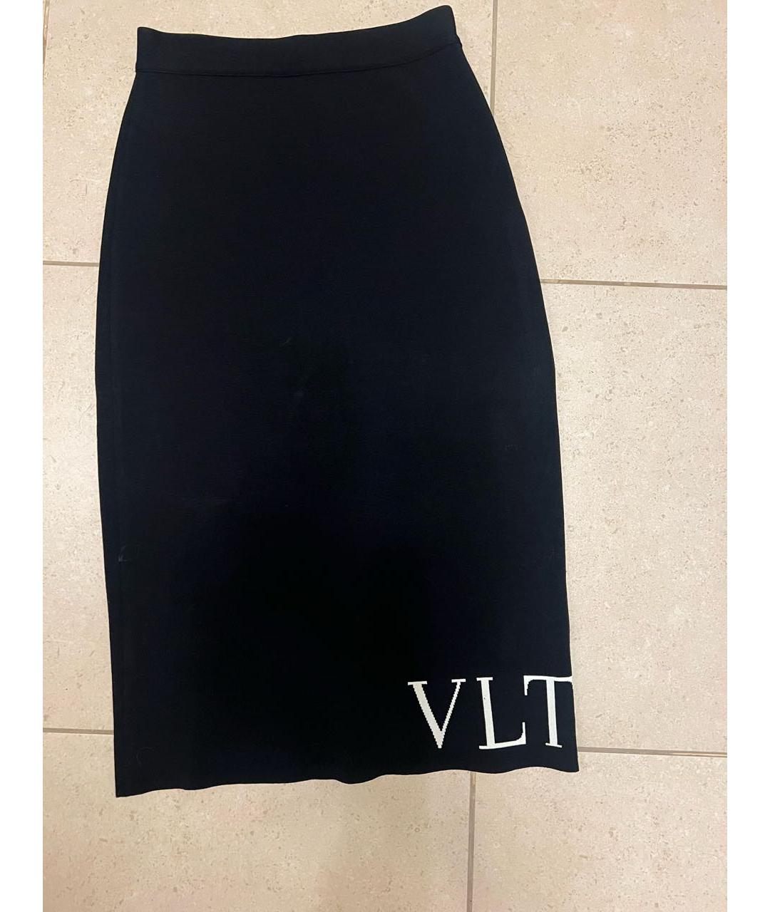 VALENTINO Черная вискозная юбка макси, фото 2