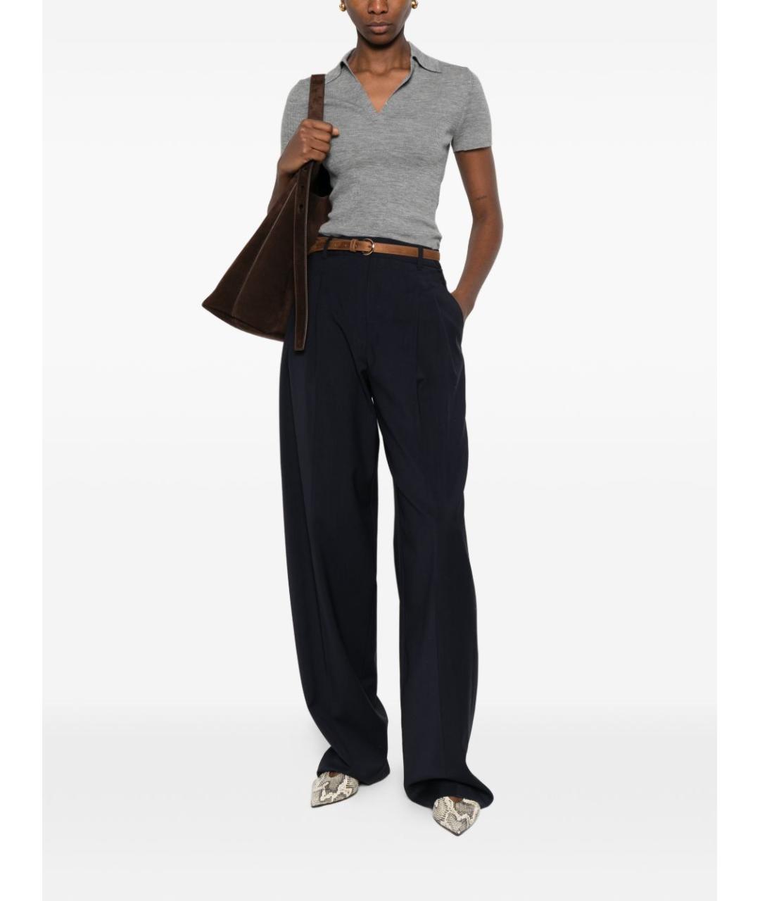 MAX MARA STUDIO Синие прямые брюки, фото 4