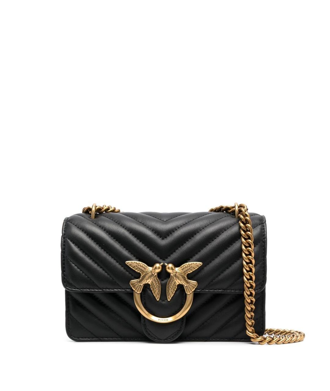 PINKO Черная кожаная сумка через плечо, фото 1