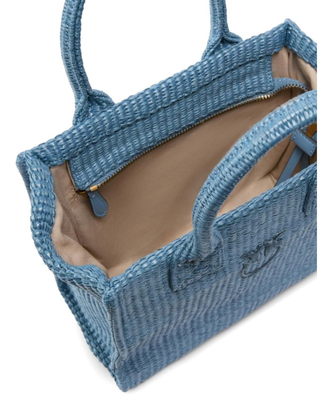 PINKO Голубая пелетеная сумка тоут, фото 4