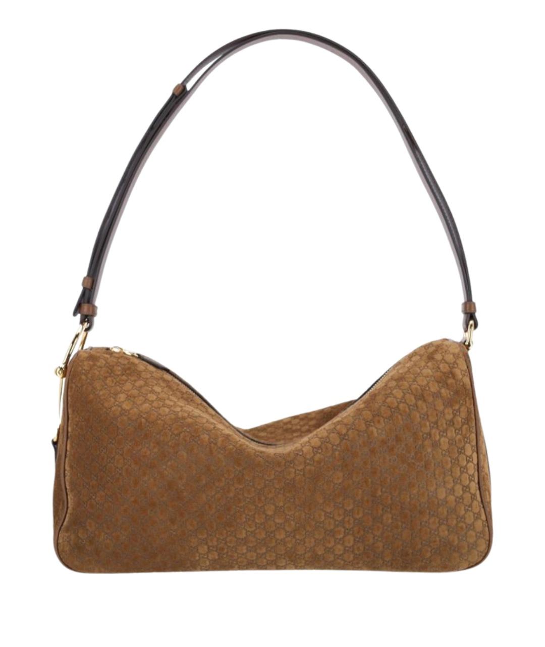 GUCCI Коричневая замшевая сумка тоут, фото 1