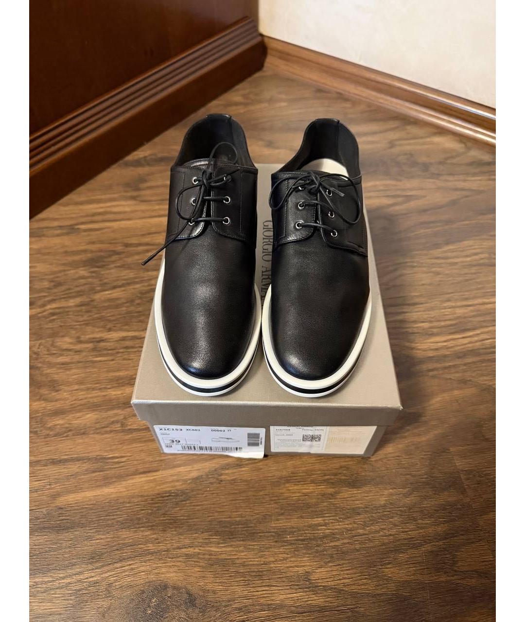 GIORGIO ARMANI Черные кожаные кеды, фото 2