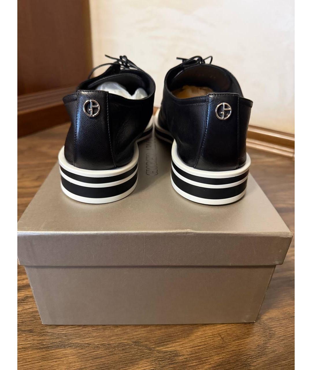 GIORGIO ARMANI Черные кожаные кеды, фото 4