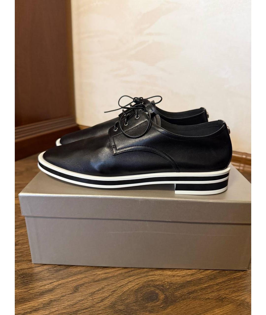 GIORGIO ARMANI Черные кожаные кеды, фото 3