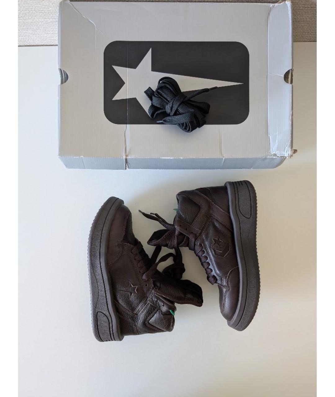 RICK OWENS DRKSHDW Коричневые кожаные кеды, фото 9