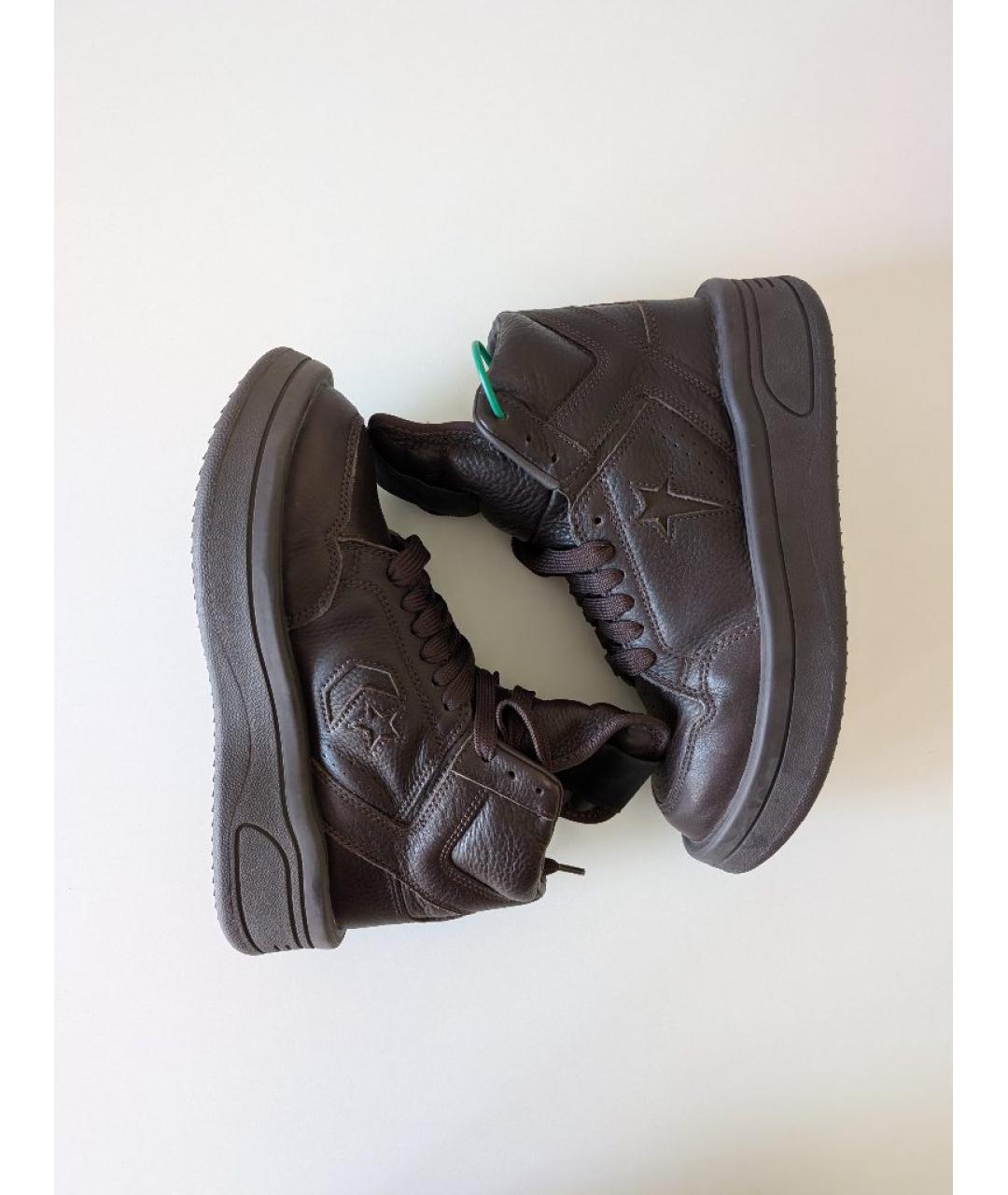 RICK OWENS DRKSHDW Коричневые кожаные кеды, фото 2