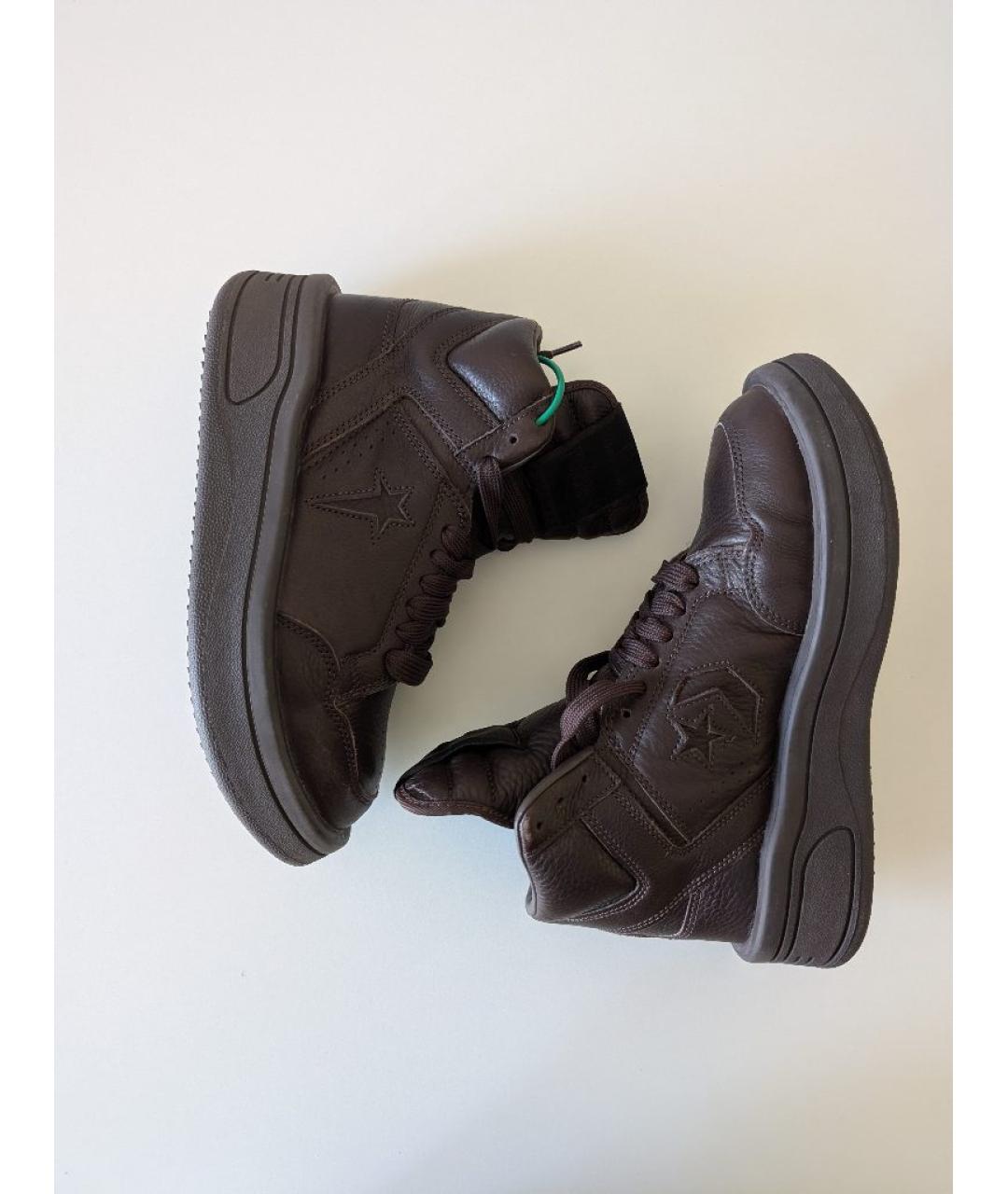 RICK OWENS DRKSHDW Коричневые кожаные кеды, фото 3