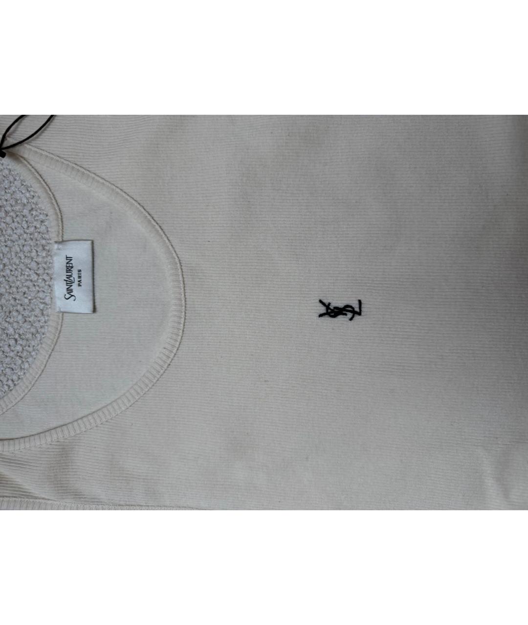 SAINT LAURENT Бежевая хлопковая майка, фото 5