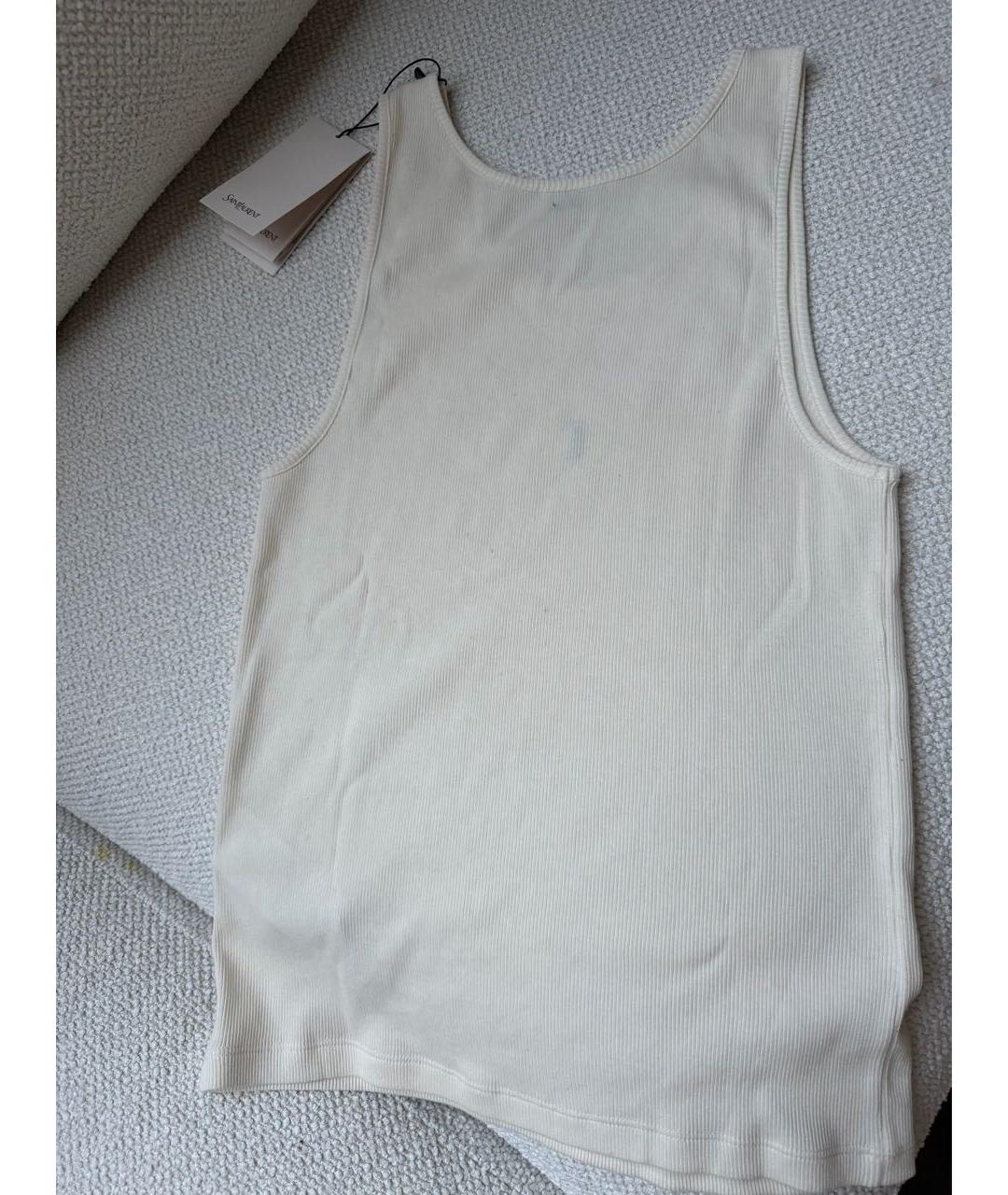 SAINT LAURENT Бежевая хлопковая майка, фото 2