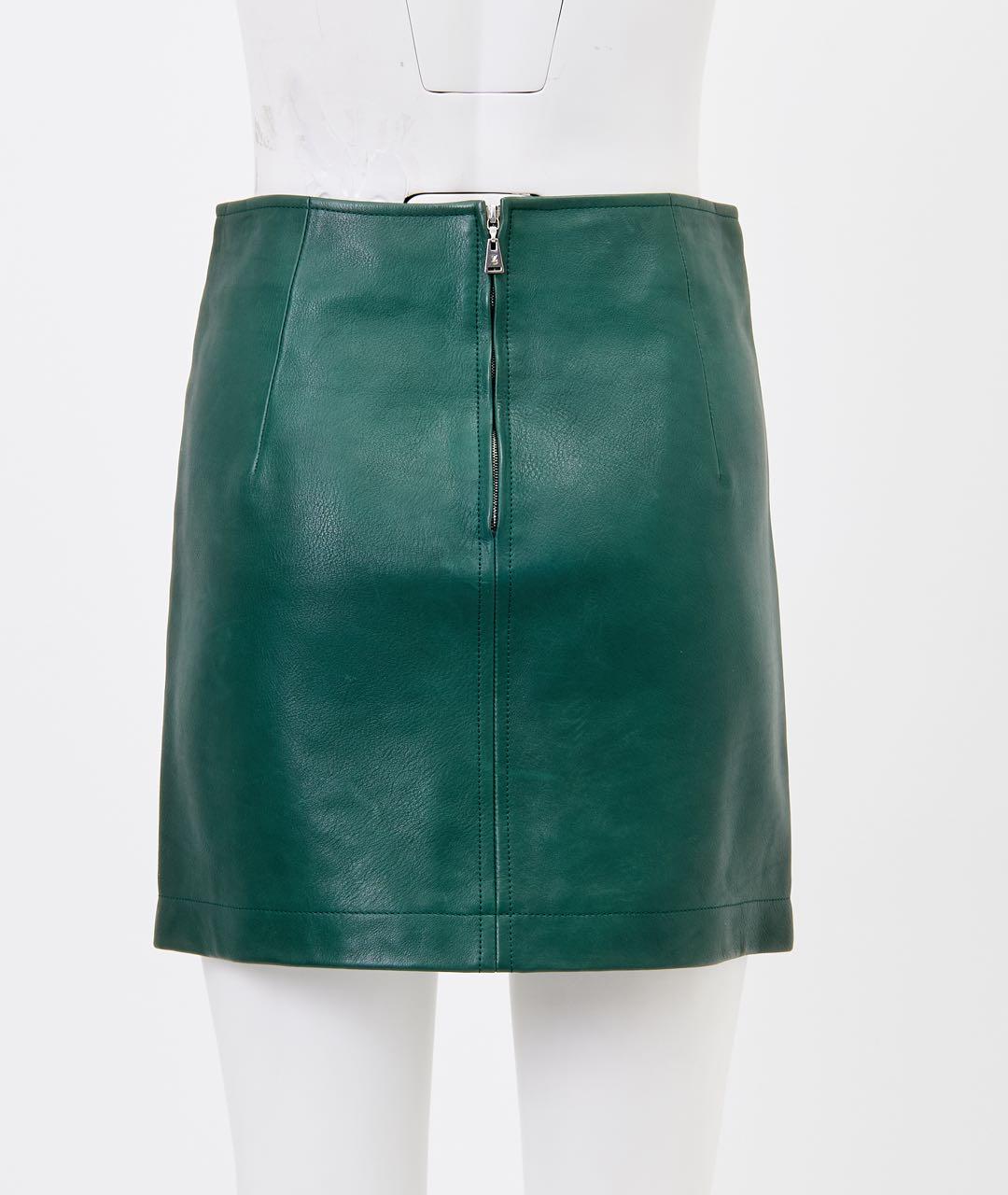 LOUIS VUITTON Зеленая кожаная юбка мини, фото 2