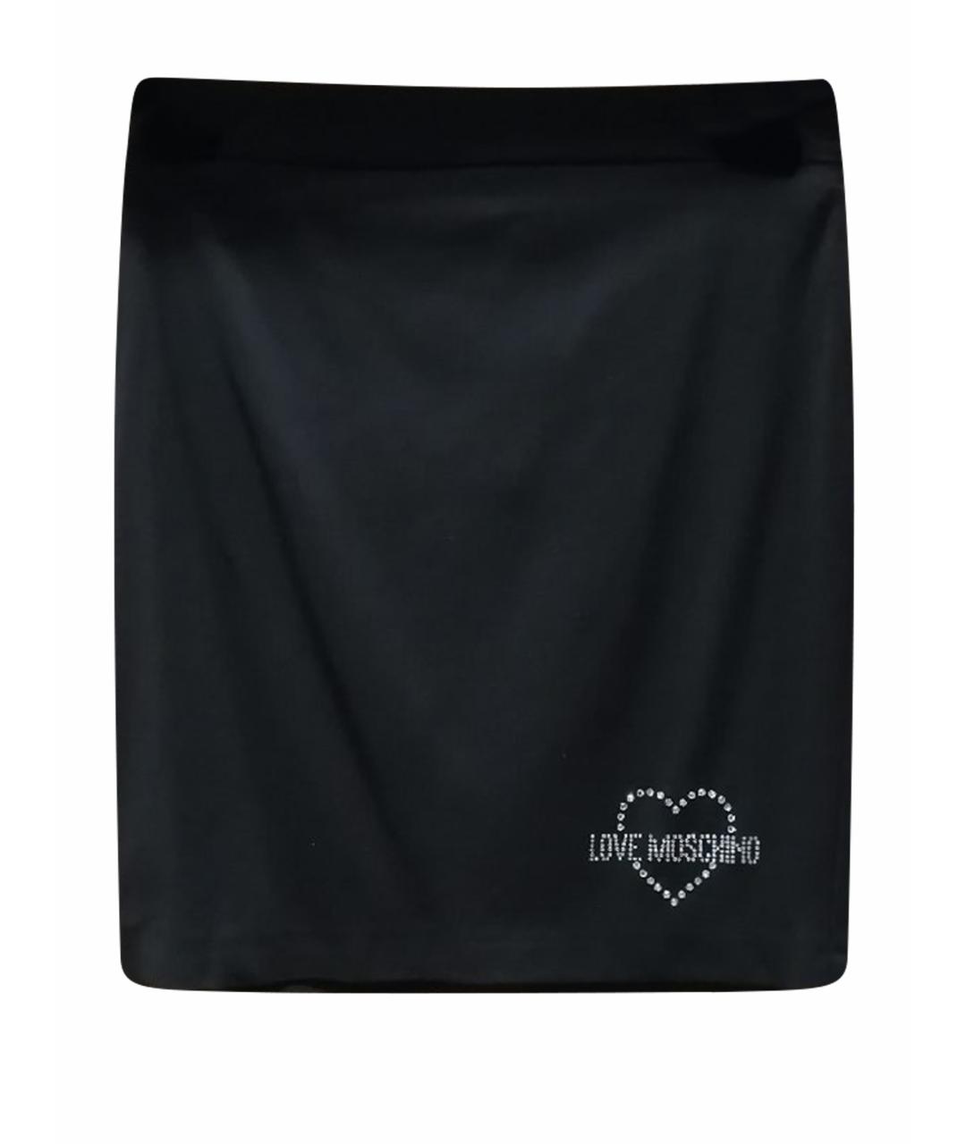 LOVE MOSCHINO Черная вискозная юбка мини, фото 1