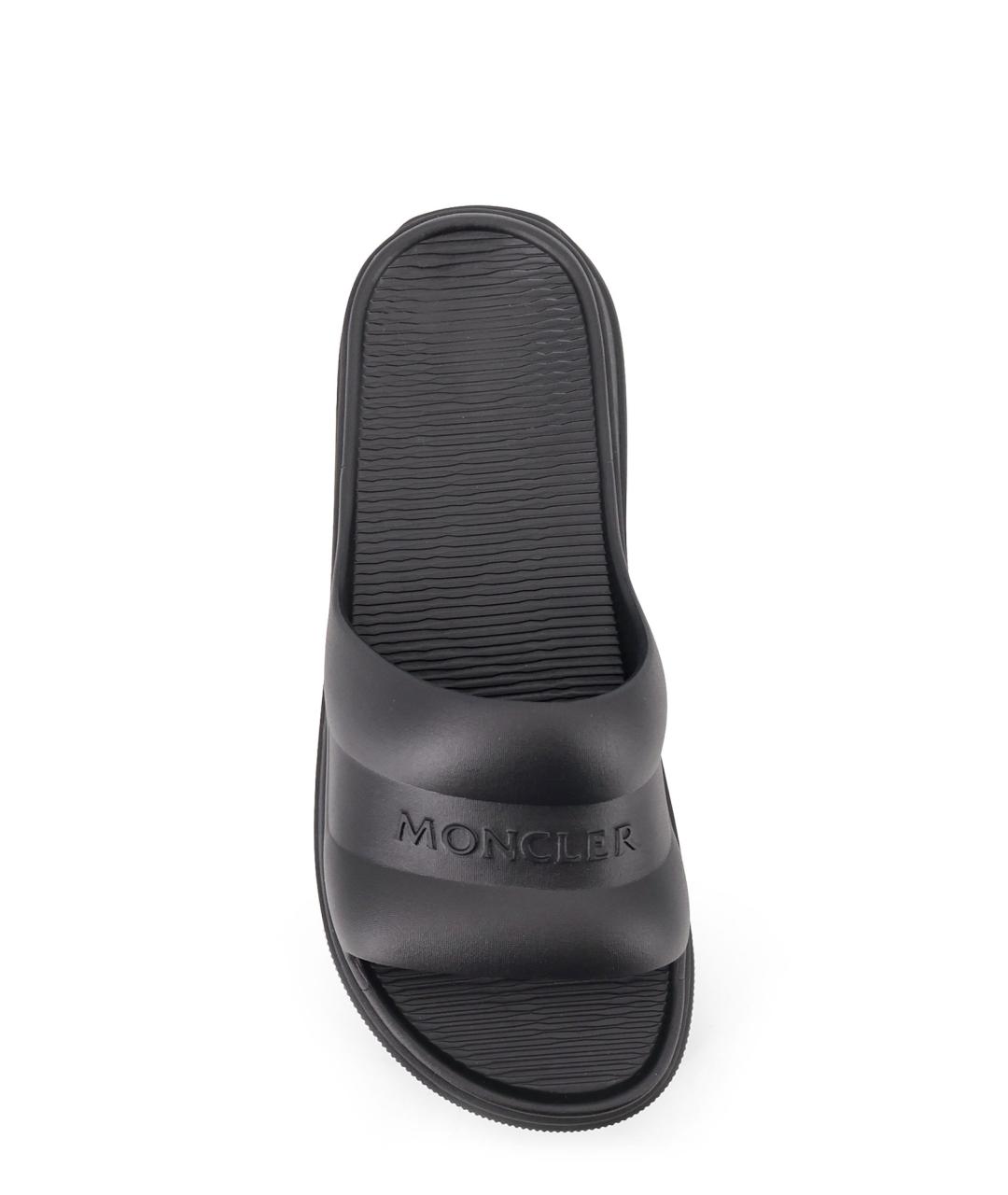 MONCLER Черные резиновые шлепанцы, фото 5
