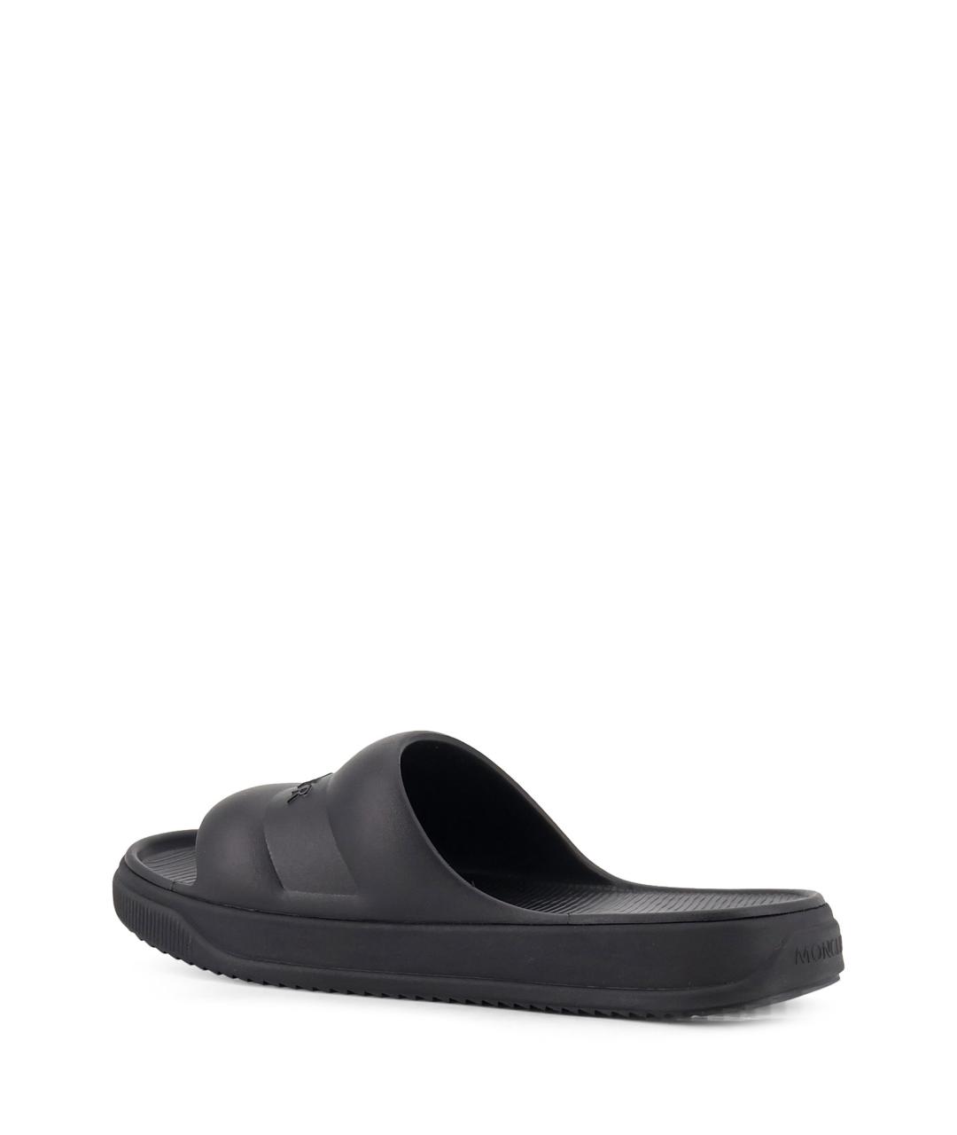 MONCLER Черные резиновые шлепанцы, фото 3