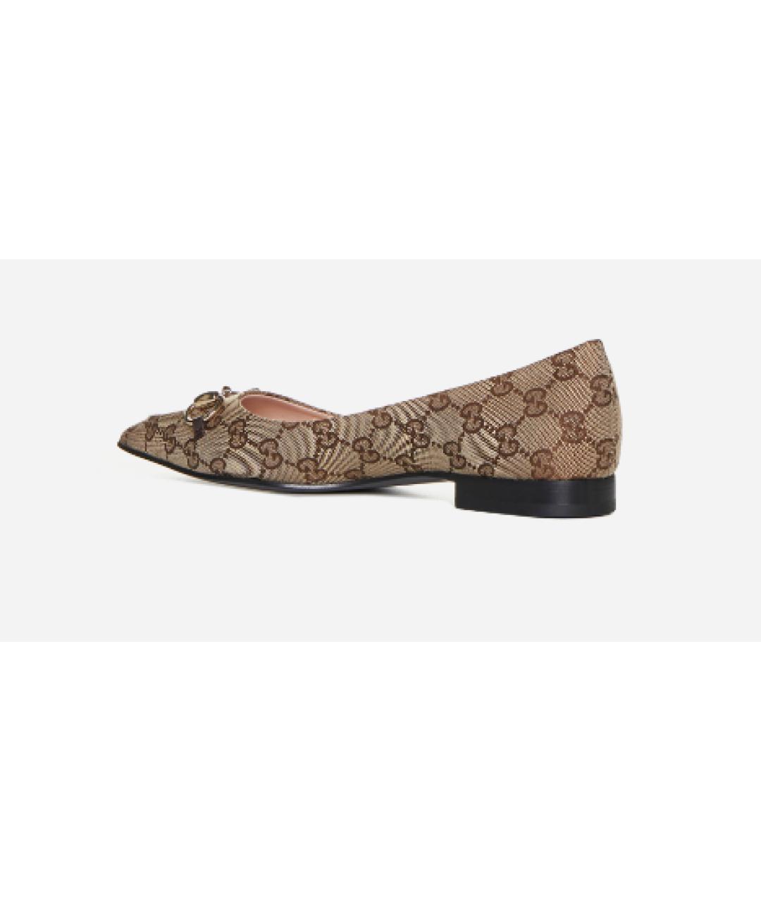 GUCCI Бежевые текстильные балетки, фото 4