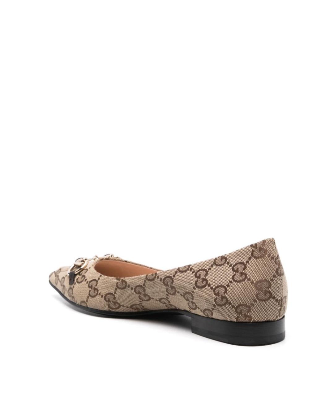 GUCCI Бежевые текстильные балетки, фото 2