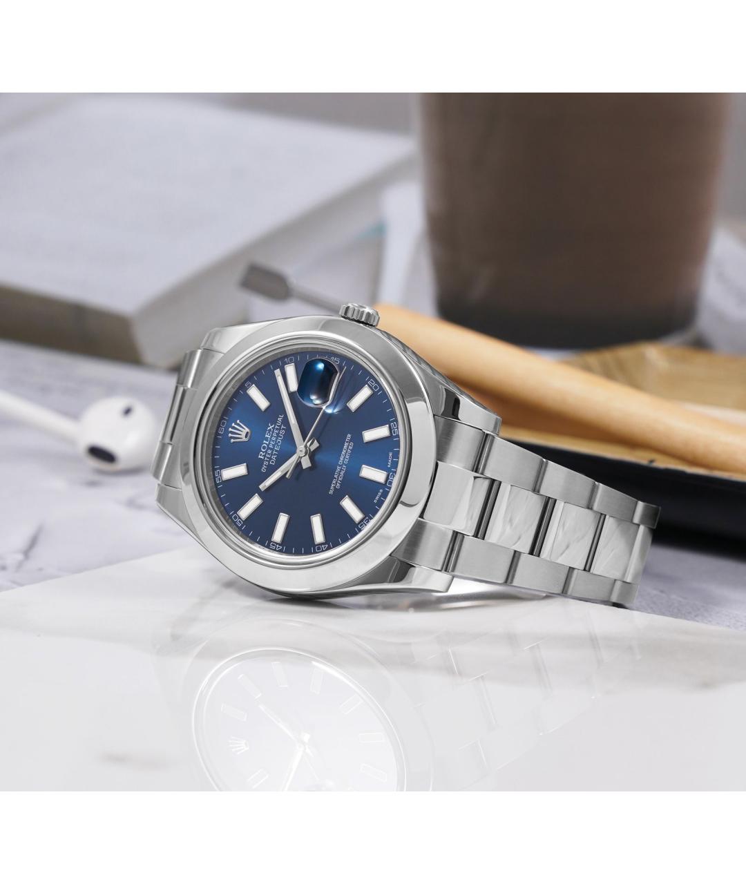 ROLEX Синие металлические часы, фото 2