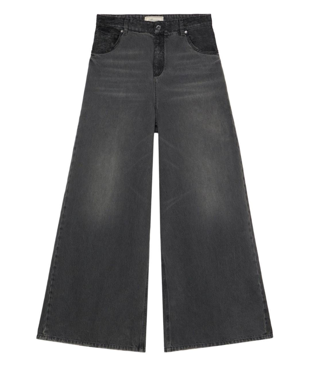 BLUMARINE Серые хлопковые джинсы клеш, фото 1