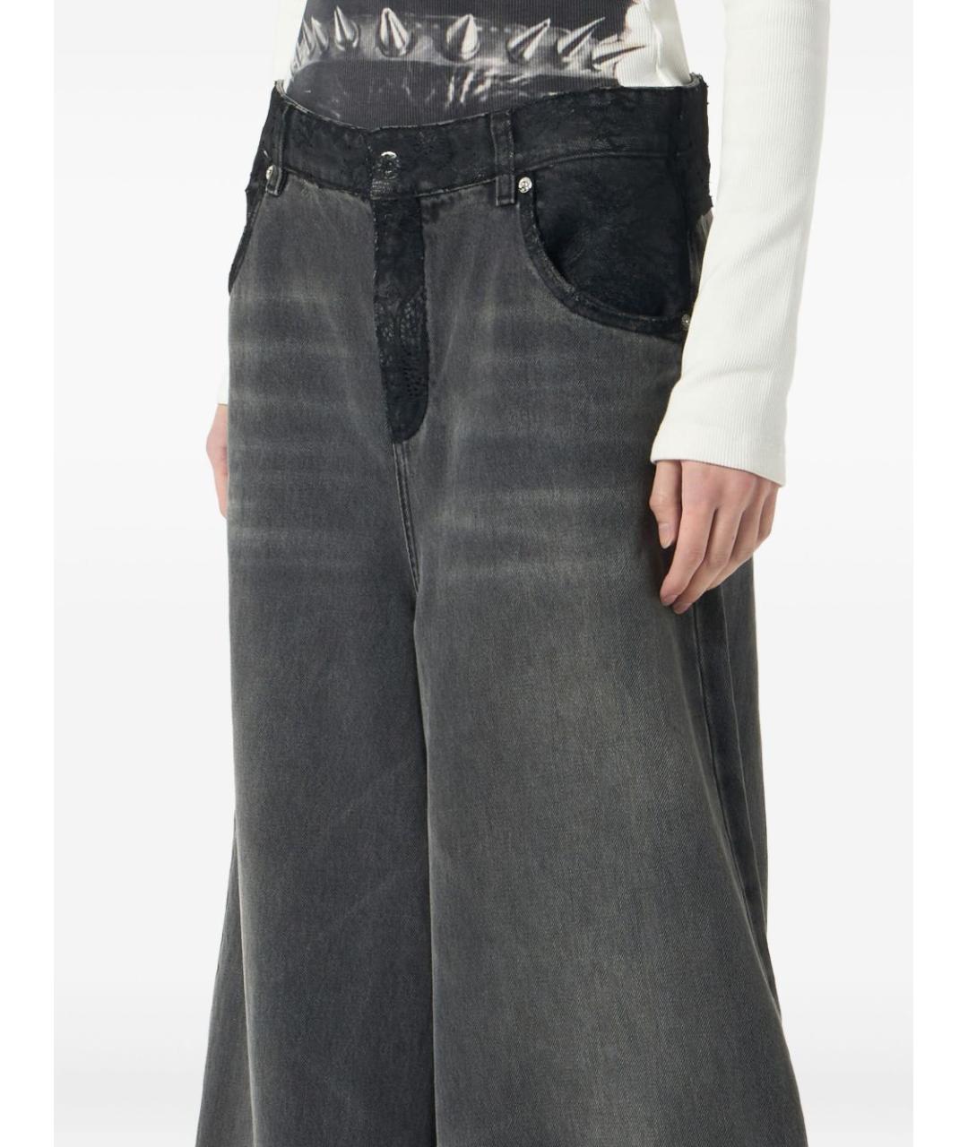BLUMARINE Серые хлопковые джинсы клеш, фото 4