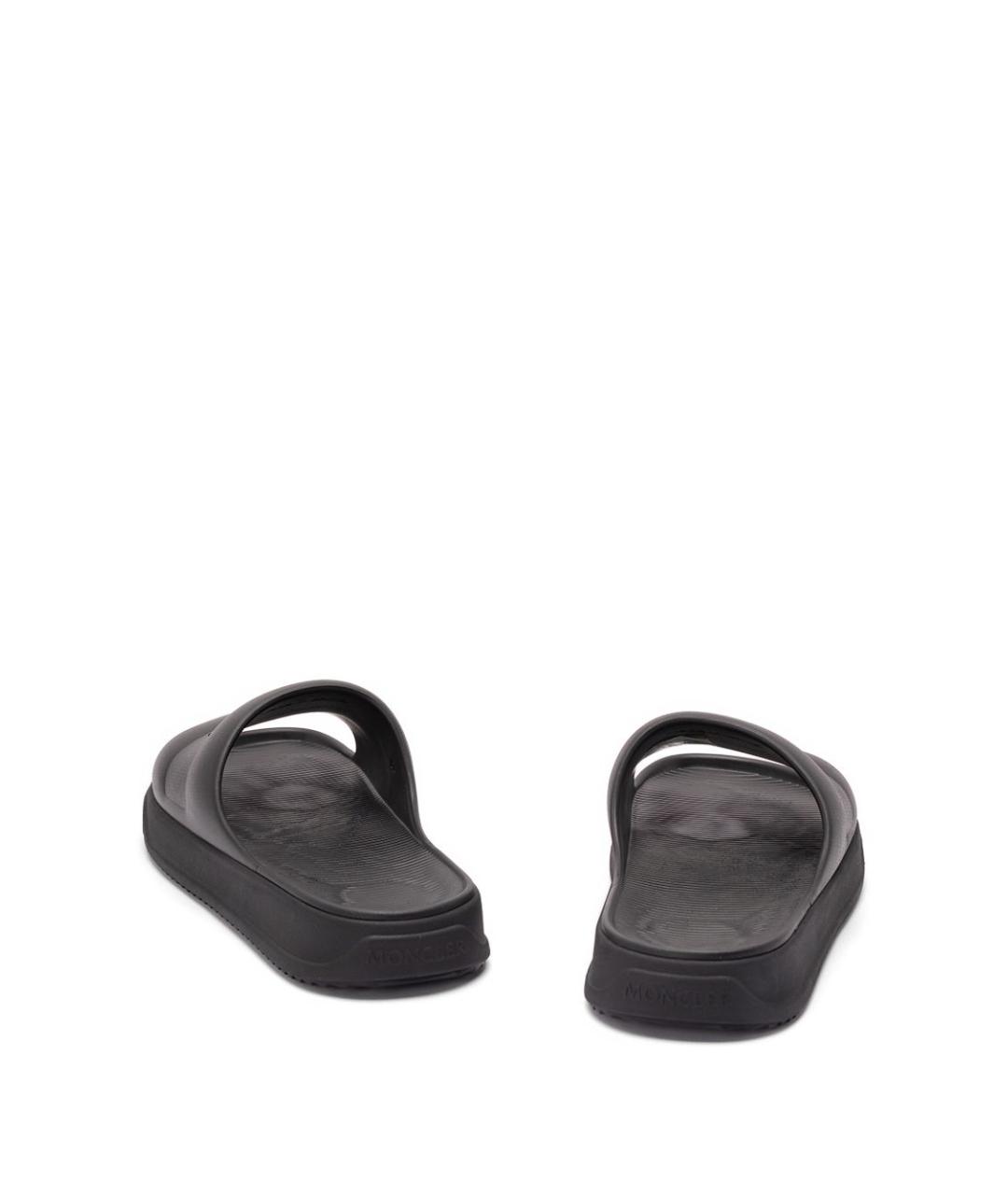 MONCLER Черные резиновые шлепанцы, фото 4