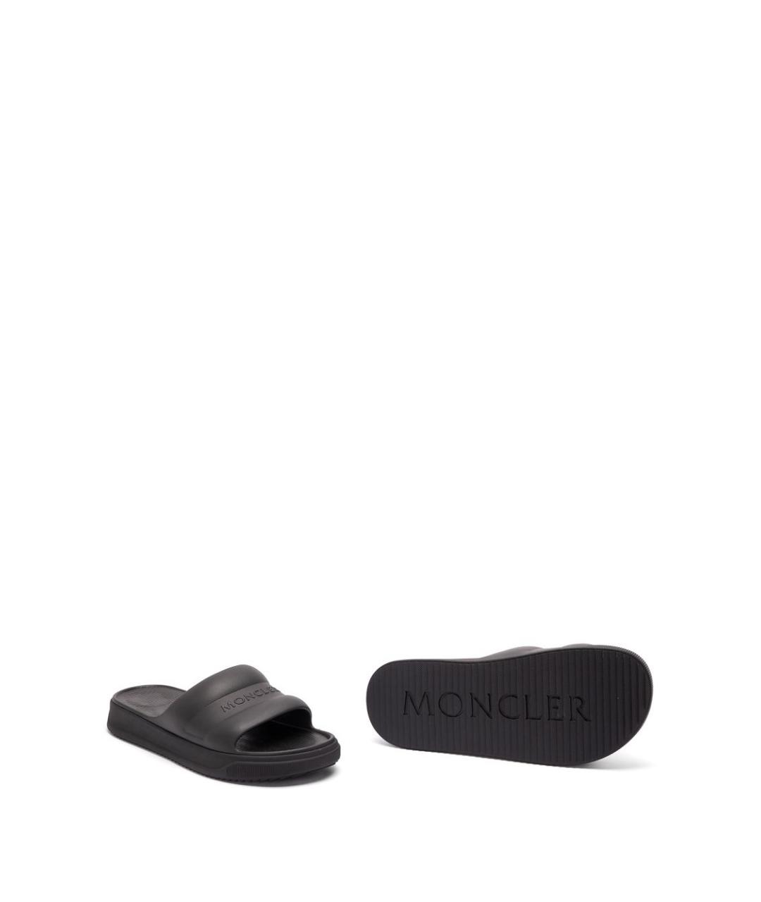 MONCLER Черные резиновые шлепанцы, фото 6