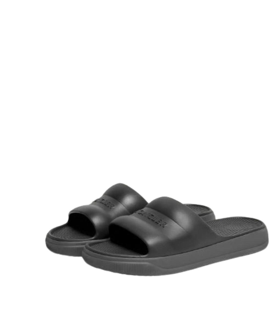 MONCLER Черные резиновые шлепанцы, фото 2