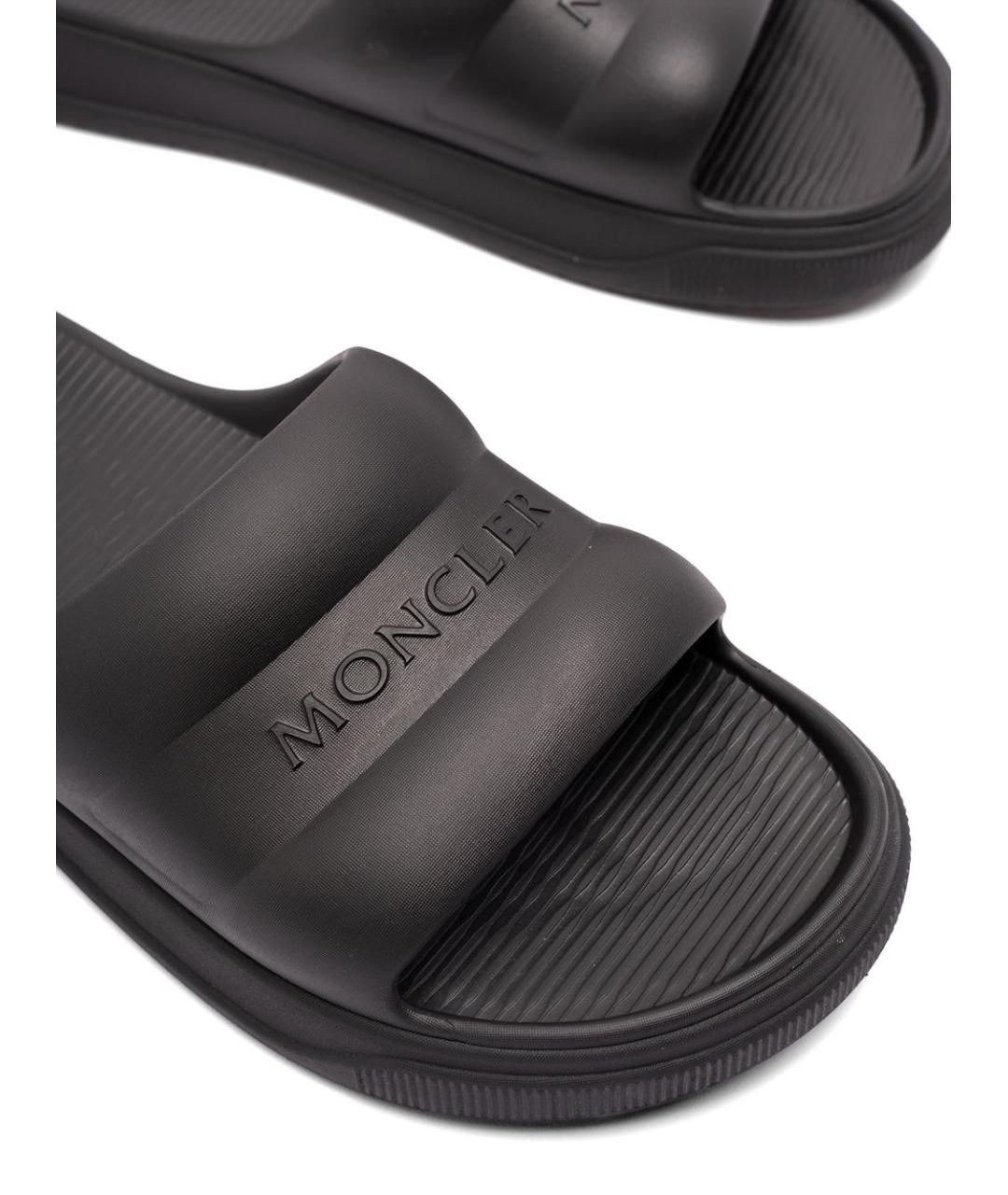 MONCLER Черные резиновые шлепанцы, фото 3