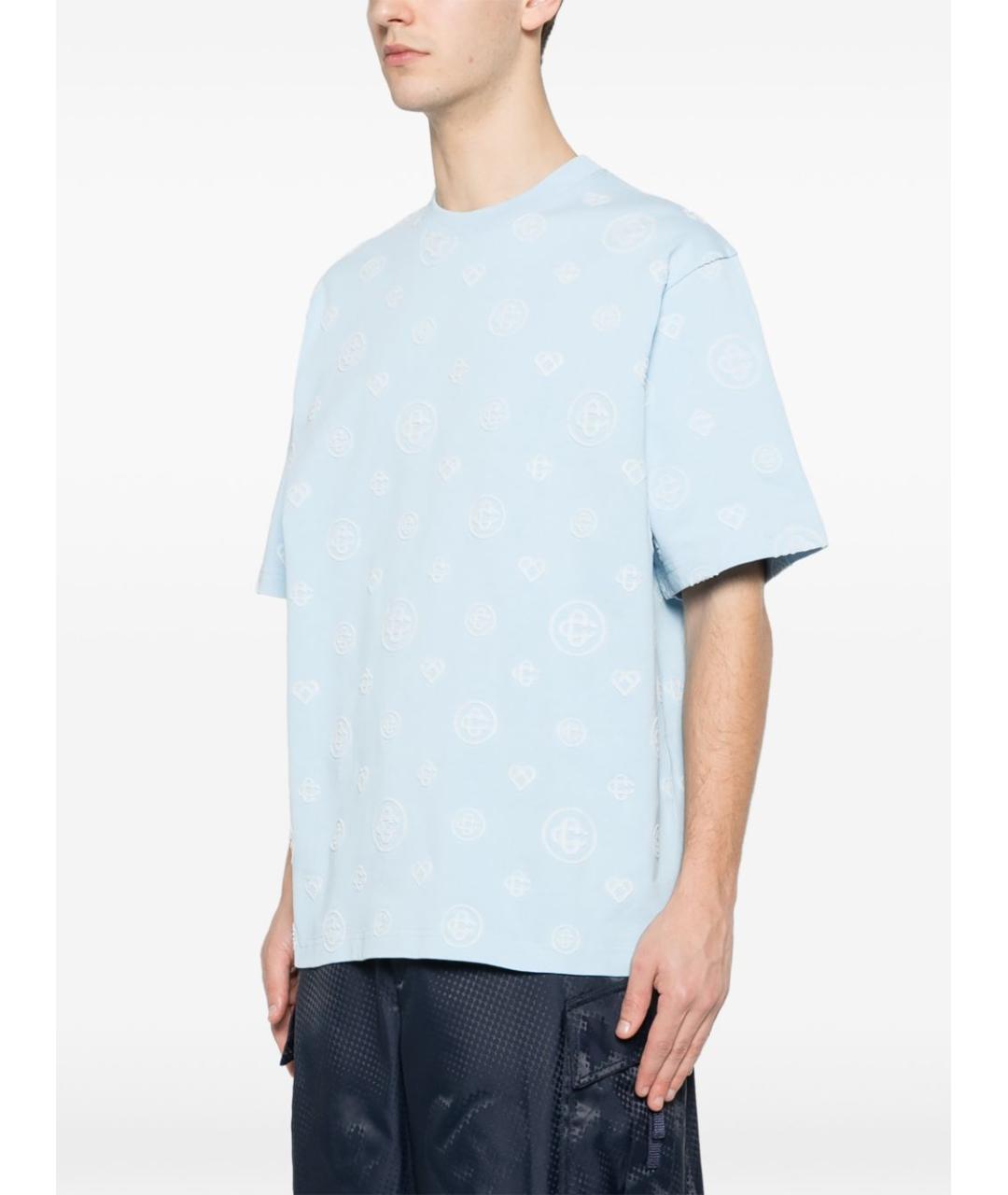 CASABLANCA Голубая хлопковая футболка, фото 6