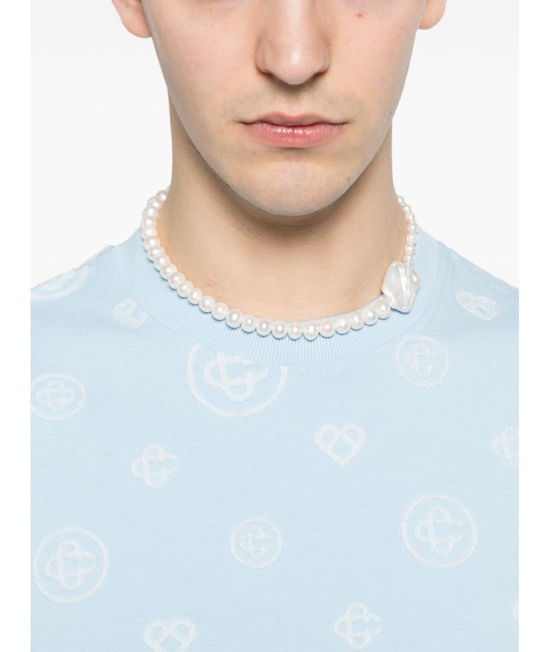 CASABLANCA Голубая хлопковая футболка, фото 4