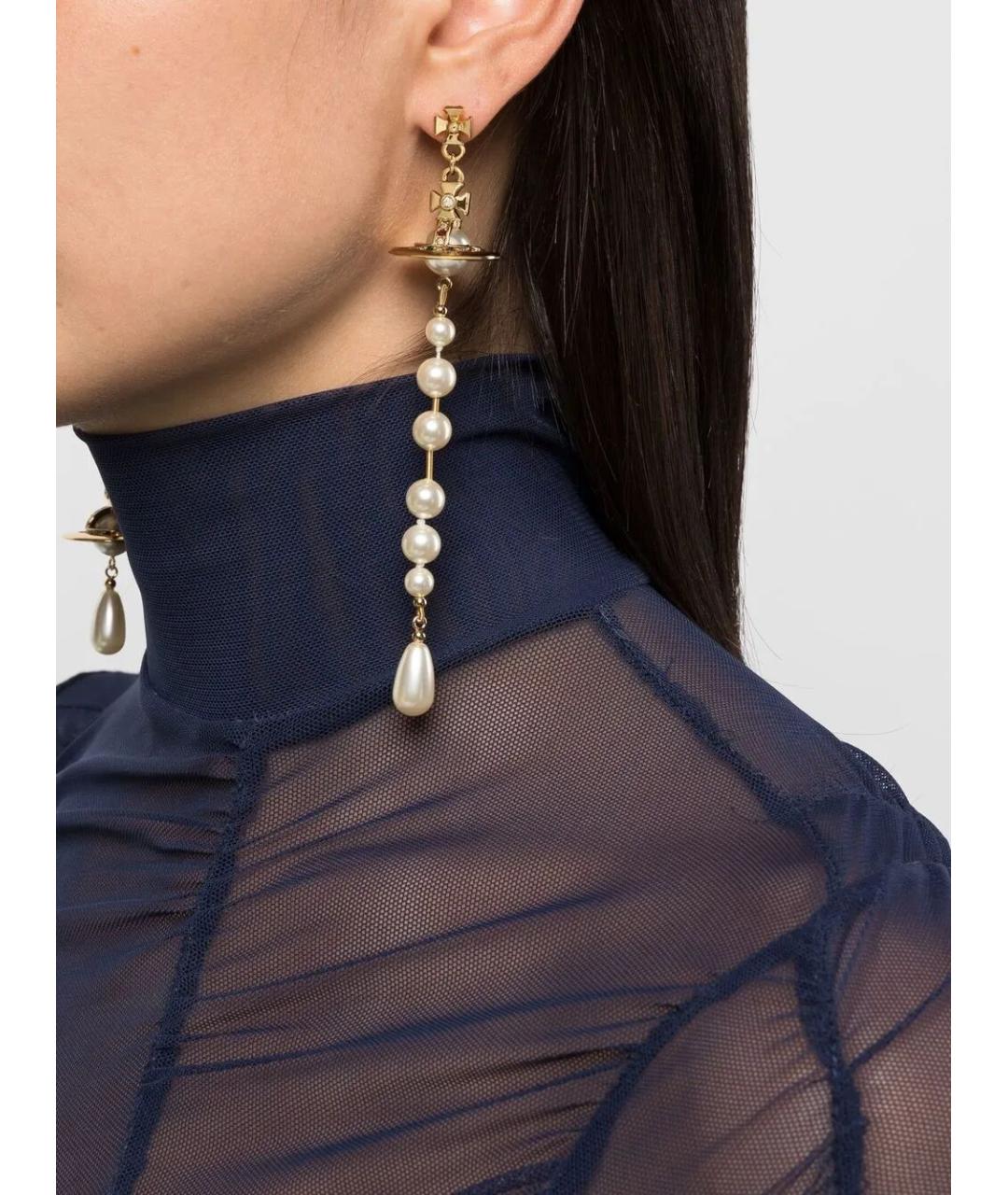 VIVIENNE WESTWOOD Золотые латунные серьги, фото 3