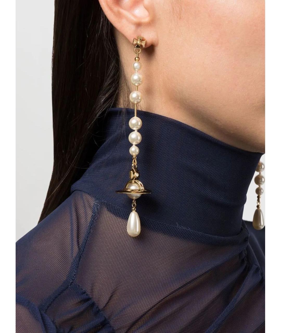 VIVIENNE WESTWOOD Золотые латунные серьги, фото 2