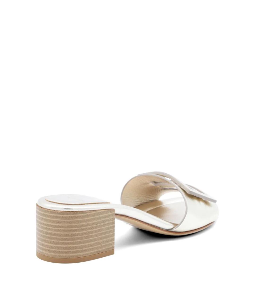 FENDI Белые кожаные мюли, фото 3