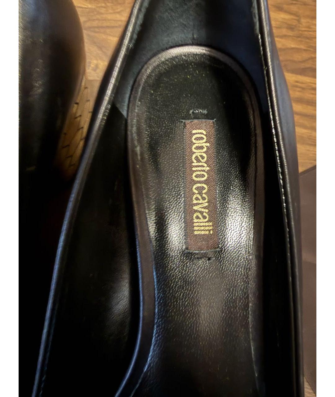 ROBERTO CAVALLI Черные кожаные туфли, фото 8