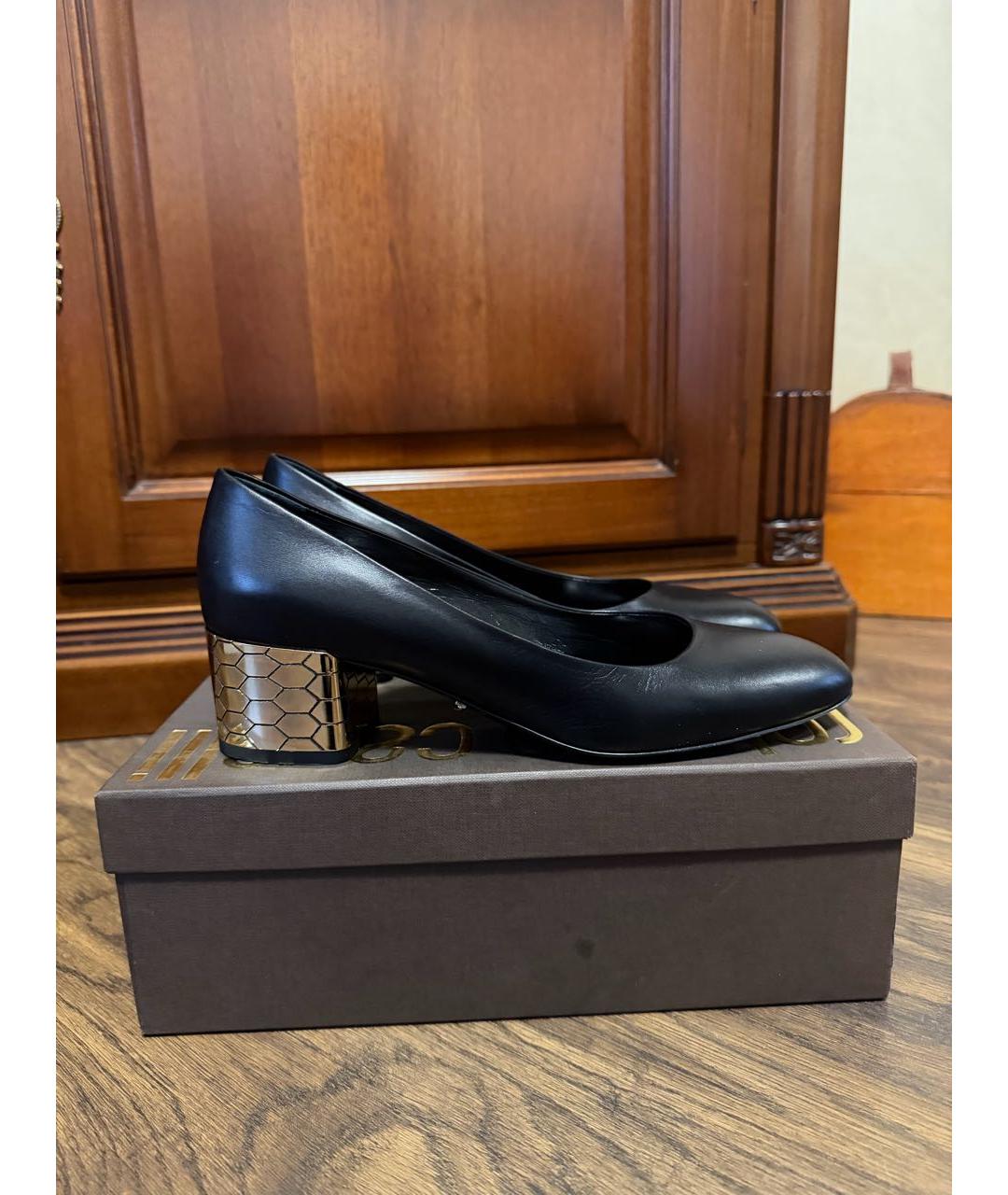 ROBERTO CAVALLI Черные кожаные туфли, фото 9